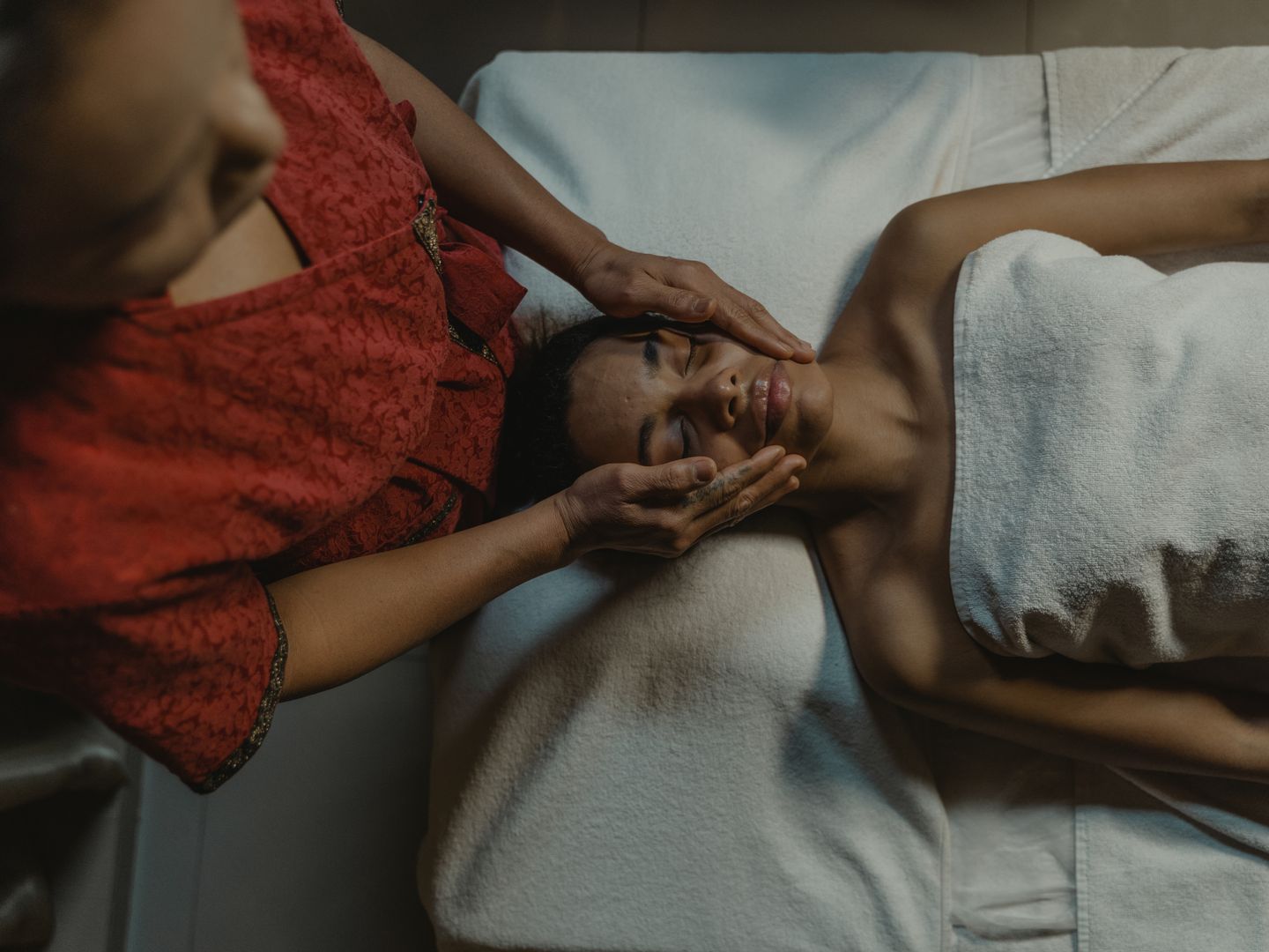 A massage appointment in a spa room.